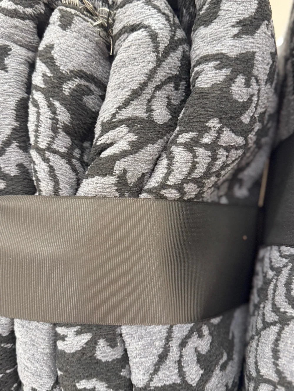 Cynthia Rowley Gray & Black Floral Jacquard Knit Blanket